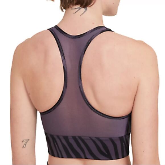 New Nike Swoosh Sports Bra Zebra Print Purple and Black sz XS - Picture 2 of 6
